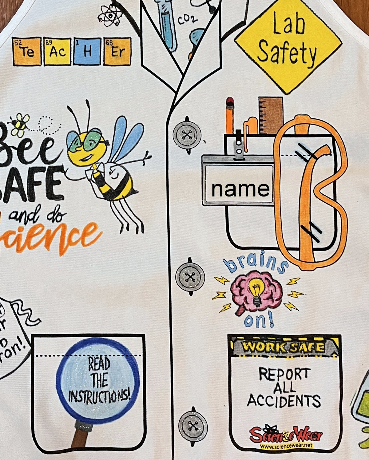 Bee Safe Science Tux Apron – Hand-Detailed Completed Project image 1