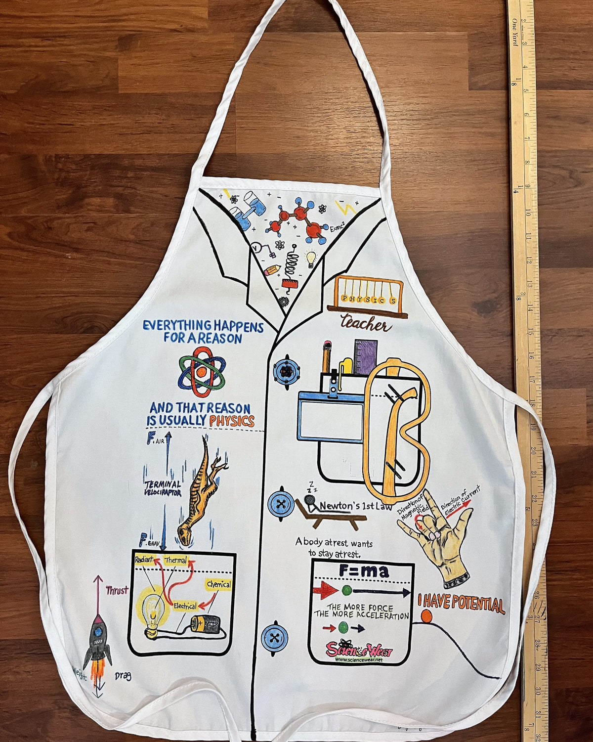 Physics Teacher Apron – Hand-Detailed Completed Project image 2