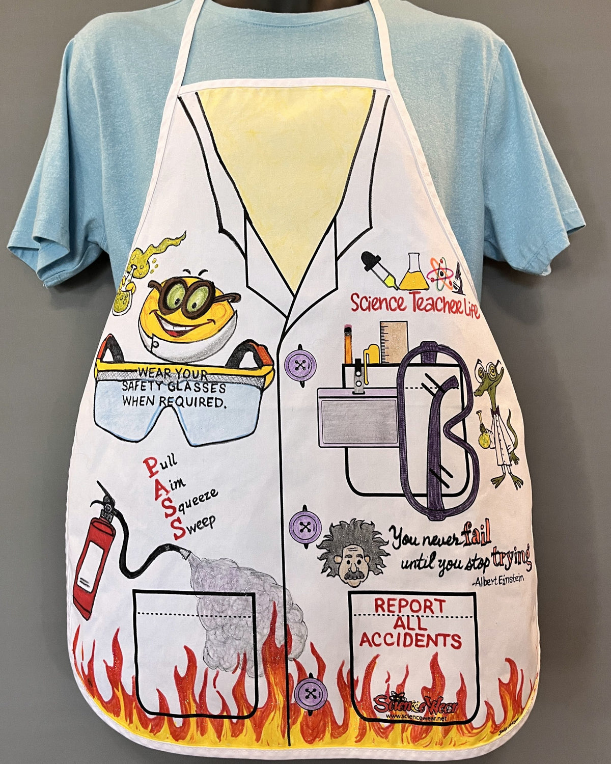 Science Teacher Life Lab Safety Apron – Hand-Detailed Completed Project image 0