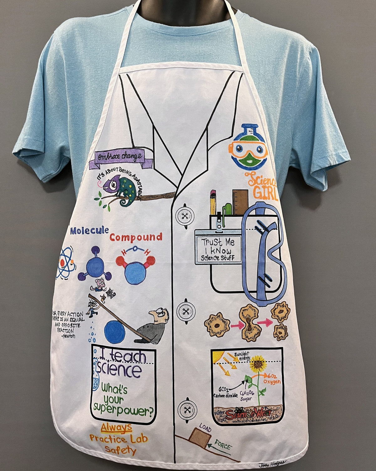 Science Girl Teacher Apron – Hand-Detailed Completed Project image 0