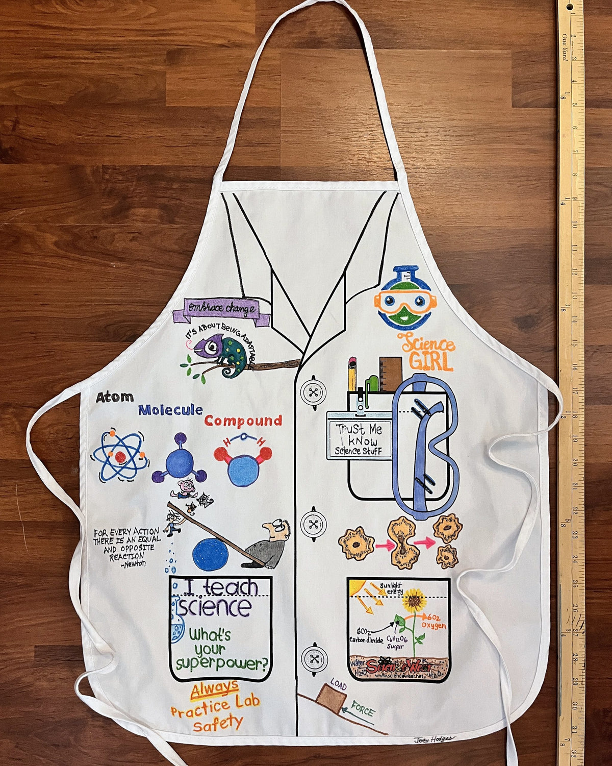 Science Girl Teacher Apron – Hand-Detailed Completed Project image 2